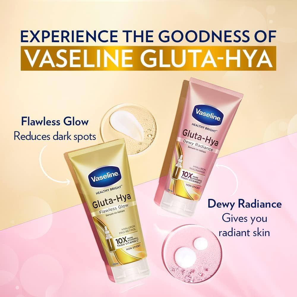 (pack of 2) Vaseline Gluta-Hya Flawless Glow, 200ml Gluta-Hya Dewy Radiance, 200ml