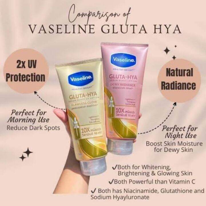 (pack of 2) Vaseline Gluta-Hya Flawless Glow, 200ml Gluta-Hya Dewy Radiance, 200ml